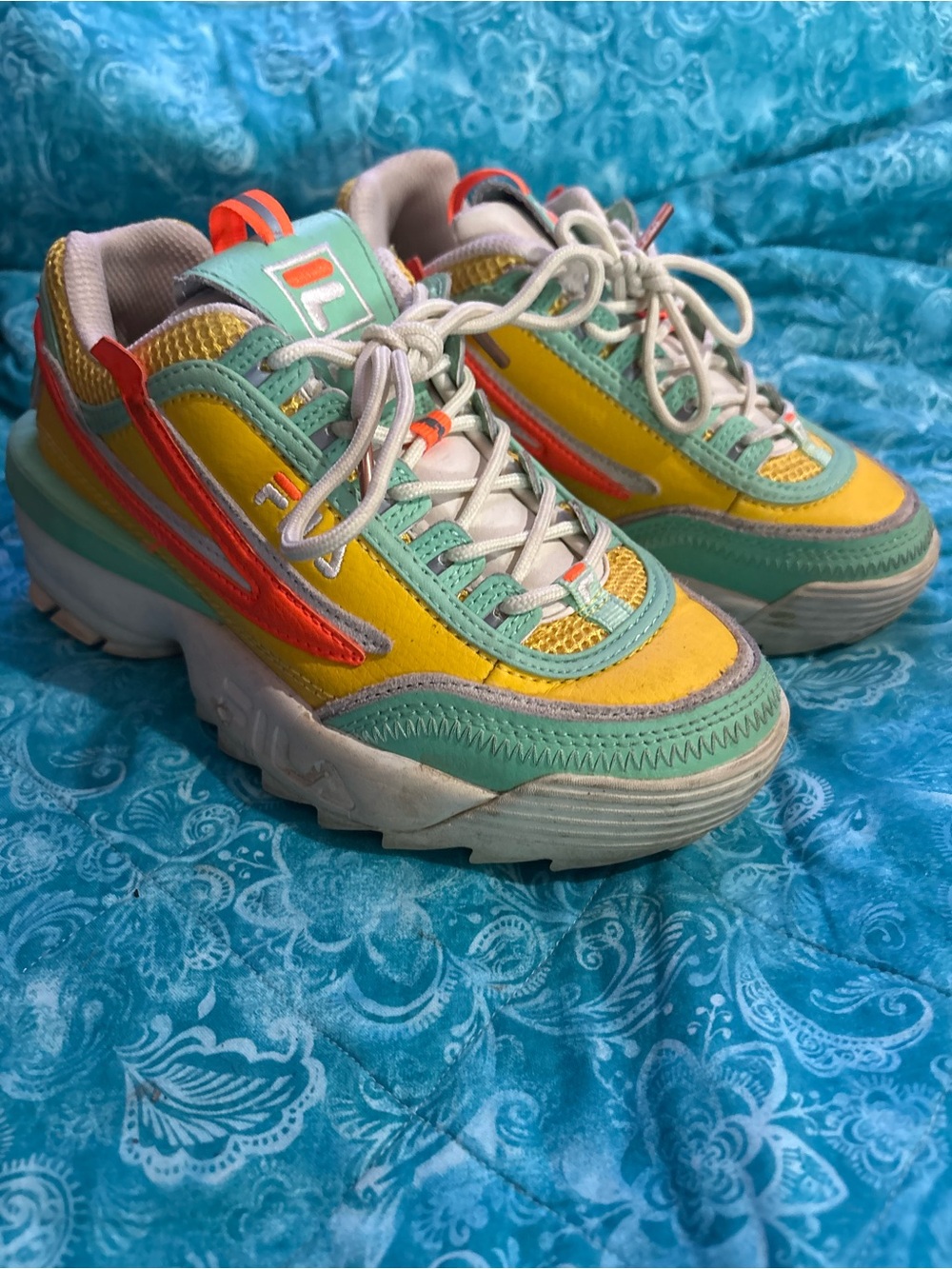Fila women Multi-Color Athletic Sneakers - Yellow, Mint & Orange